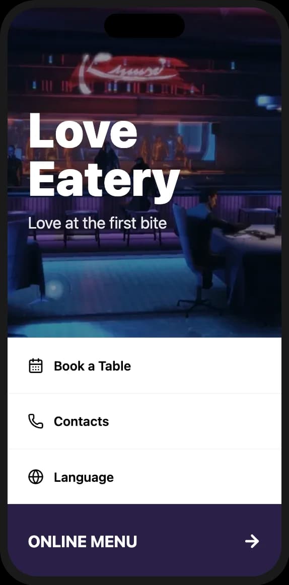 Blue themed QR menu design for cafe