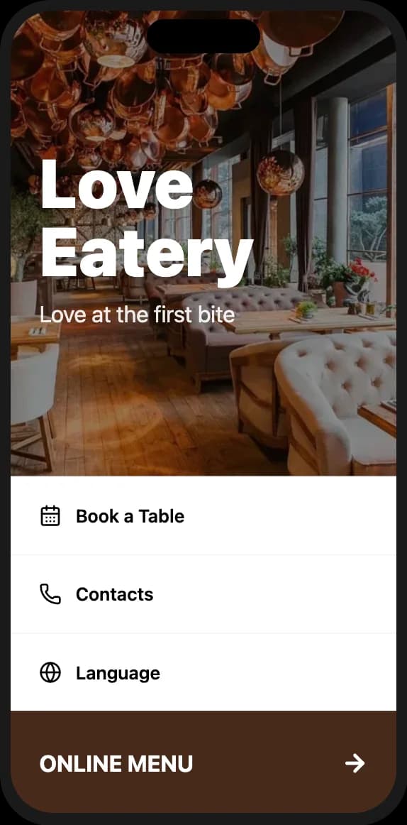 QR menu with red accent color scheme for restaurant
