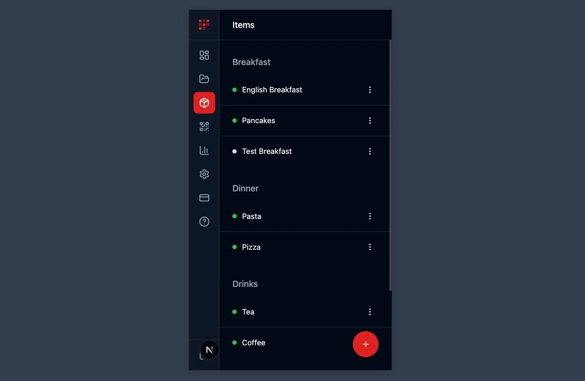 Item form showing how to add items to restaurant QR menu website