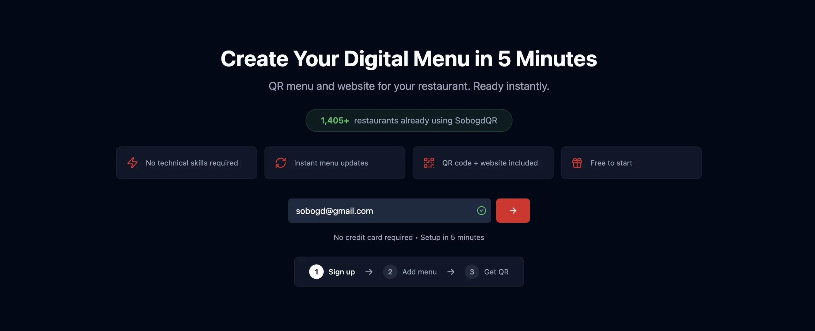 New IQ Rest get started page with value propositions and social proof