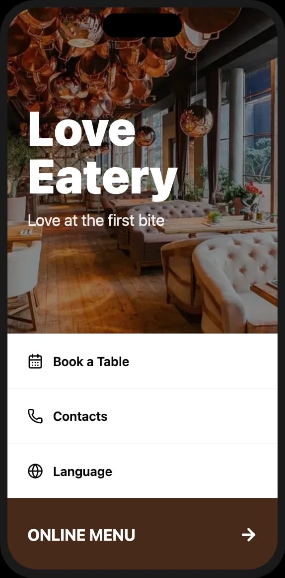 QR menu with red accent color scheme for restaurant