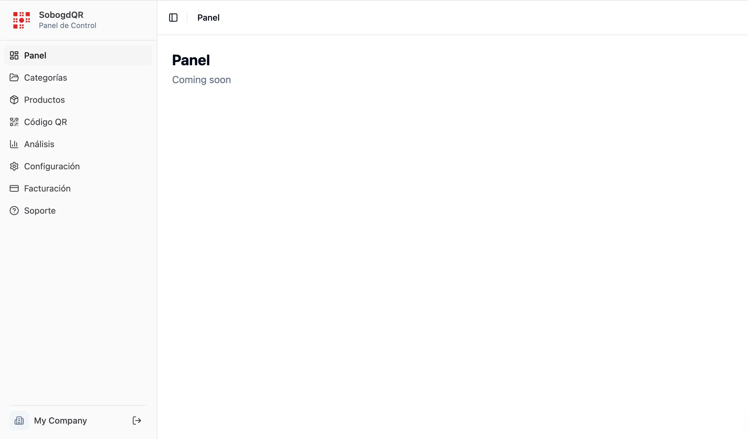 Enkel QR-meny kontrollpanel för caféhantering