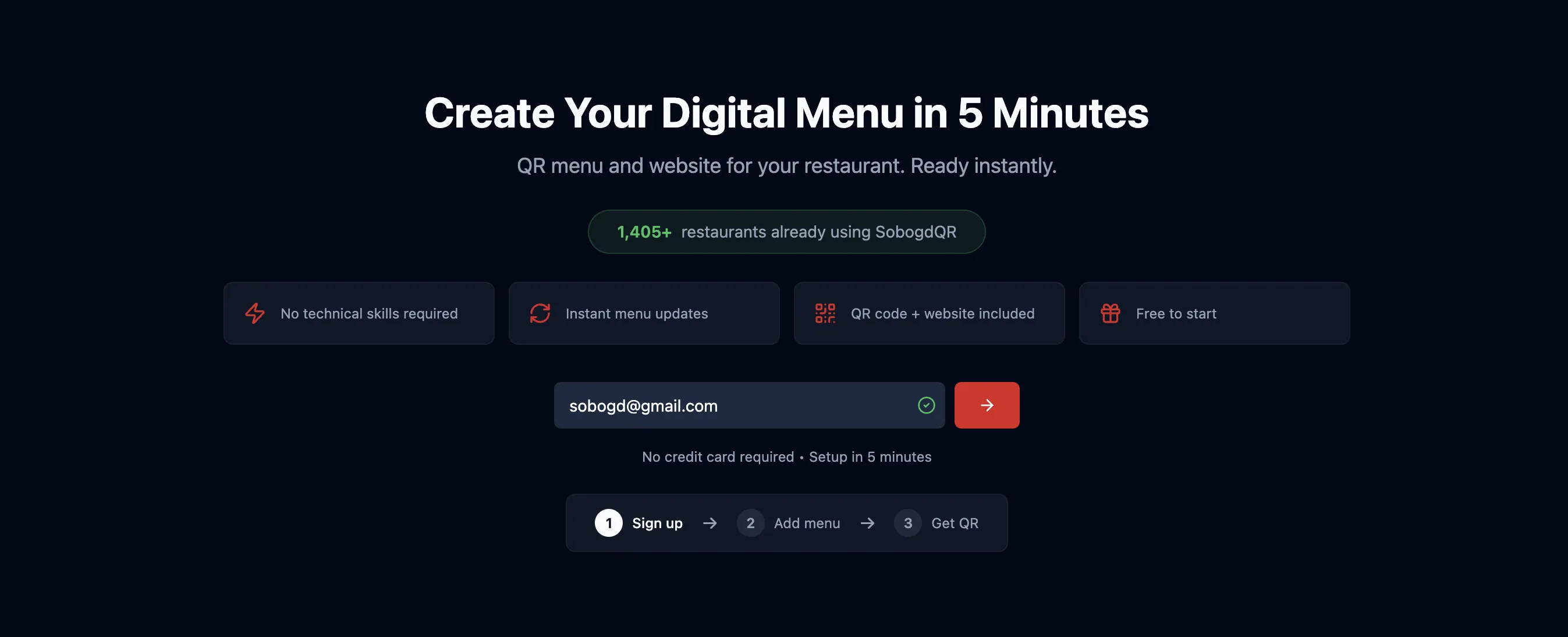 New IQ Rest get started page with value propositions and social proof