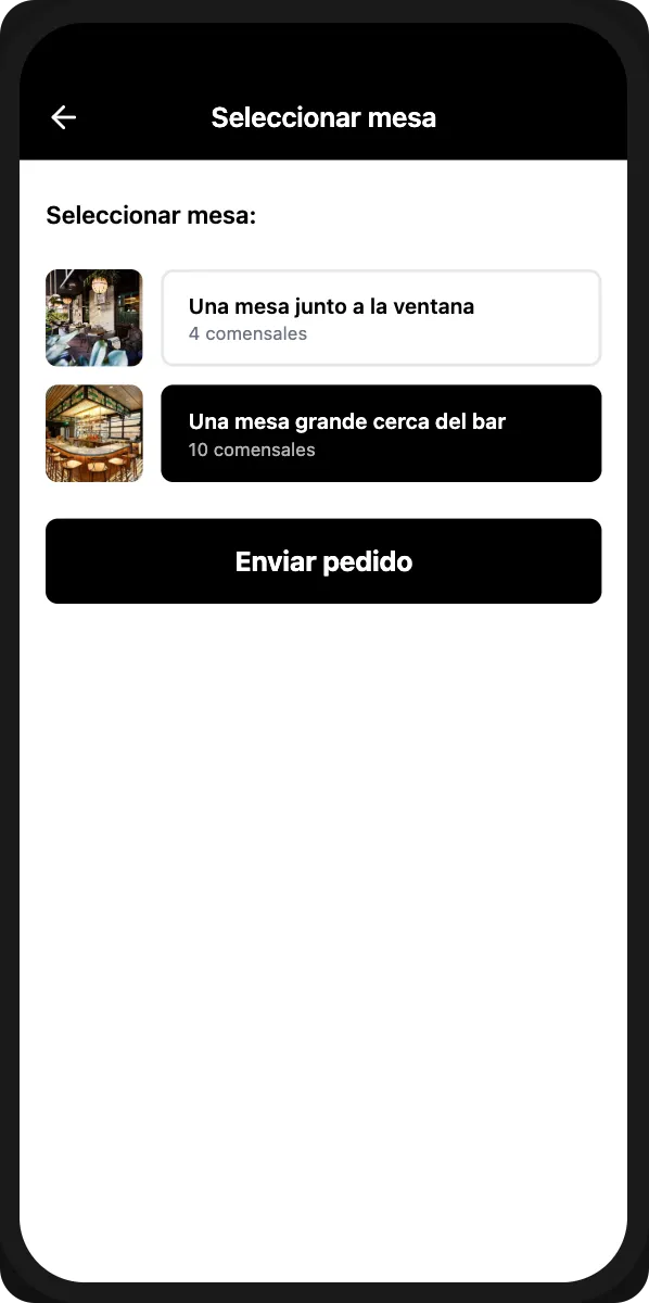 Order confirmation screen