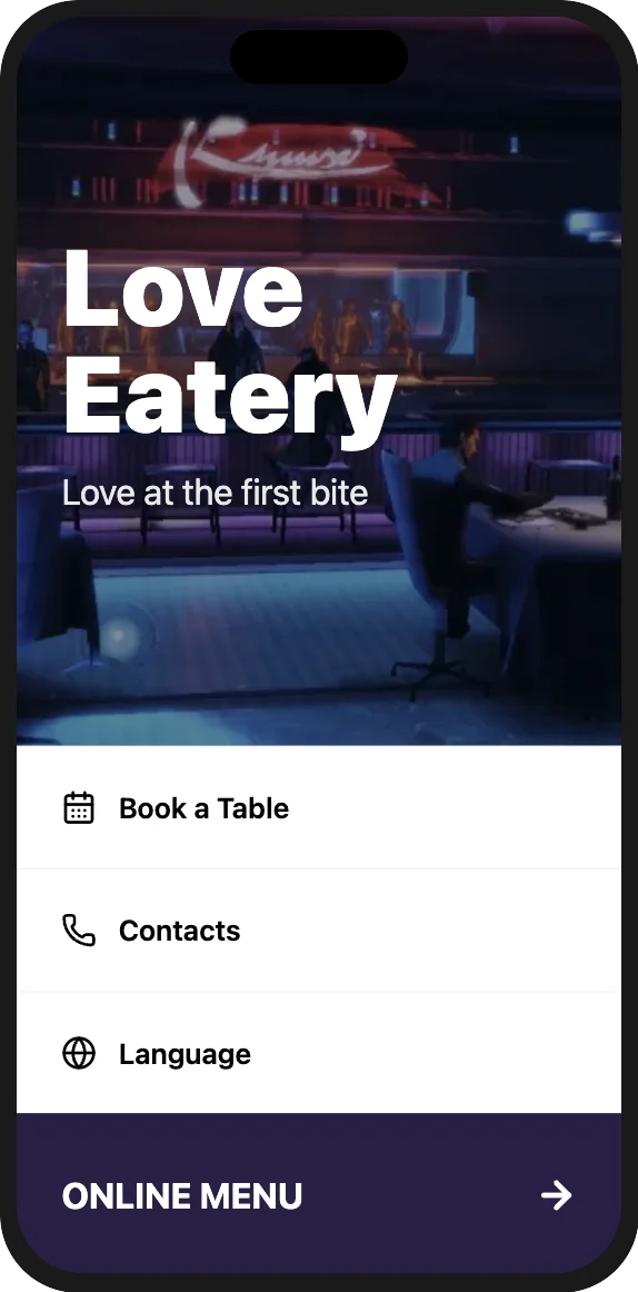 Blue themed QR menu design for cafe