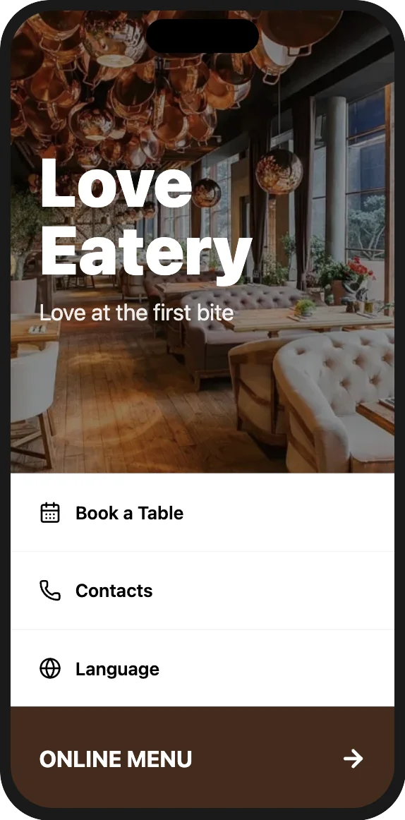 QR menu with red accent color scheme for restaurant